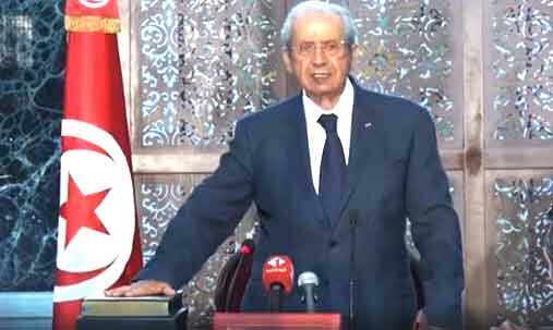 محمد الناصر الرئيس المؤقت لتونس محمد الناصر يؤدى اليمين الدستورية